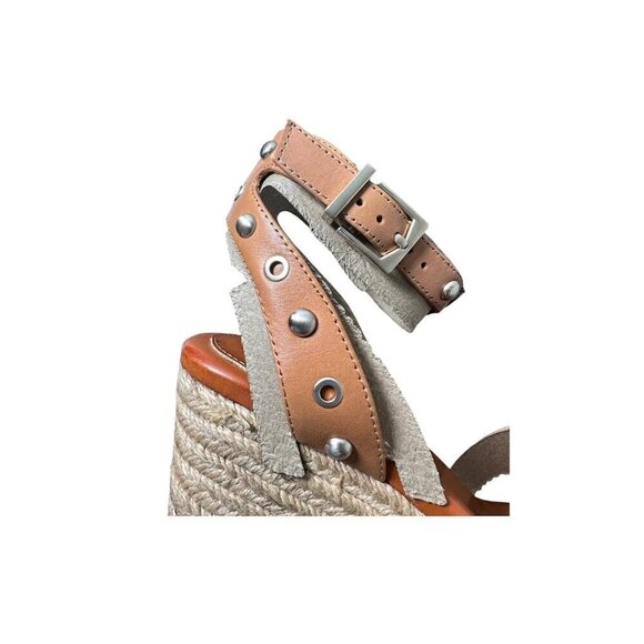 Vince Camuto Womens Brown Leather Open Toe Espadrille Wedge Sandals Sz 9 M New - Picture 6 of 11